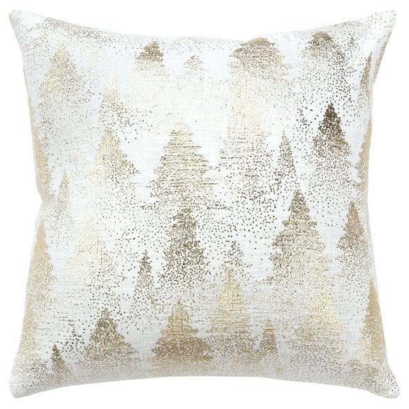 Shimmering Wintertree Poly Filled Pillow, 20" x 20", Gold Foil