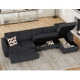 thumbnail image 4 of Belffin D125.8"xW52.8"xH36.4" Chenille Modular Sofa Sectional Sofa With Pull Out Bed, Armrests With Cup Holder Removable Cover Modular Sectional Sleeper Sofa With Storage For Living Room,Dark Grey, 4 of 7