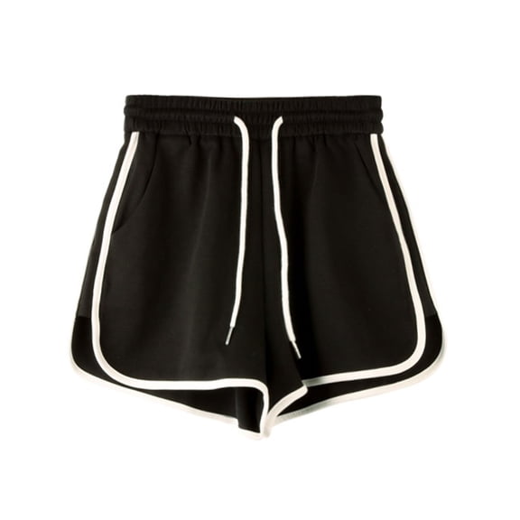 Gsakboxl Womens Dresses Women's Black White Stripes High Waisted Casual Shorts Drawstring Waist Loose Fashion Athletic Shorts for Summer Home Daily Wear L