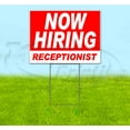 thumbnail image 1 of Now Hiring Receptionist (18" x 24") Yard Sign, Includes Metal Step Stake, 1 of 6