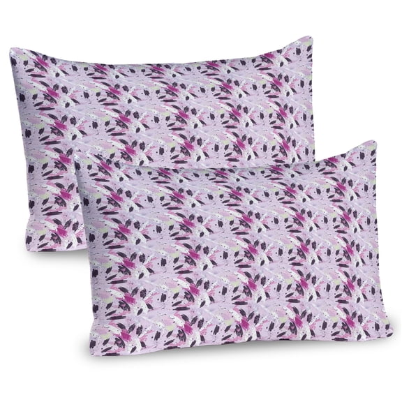 Paint Pillow Sham Set of 2, Paintbrush Strokes Blots and Dots, Quality Microfiber Bedding Item for All Seasons, 26" x 20", Pale Mauve Multicolor, by Ambesonne