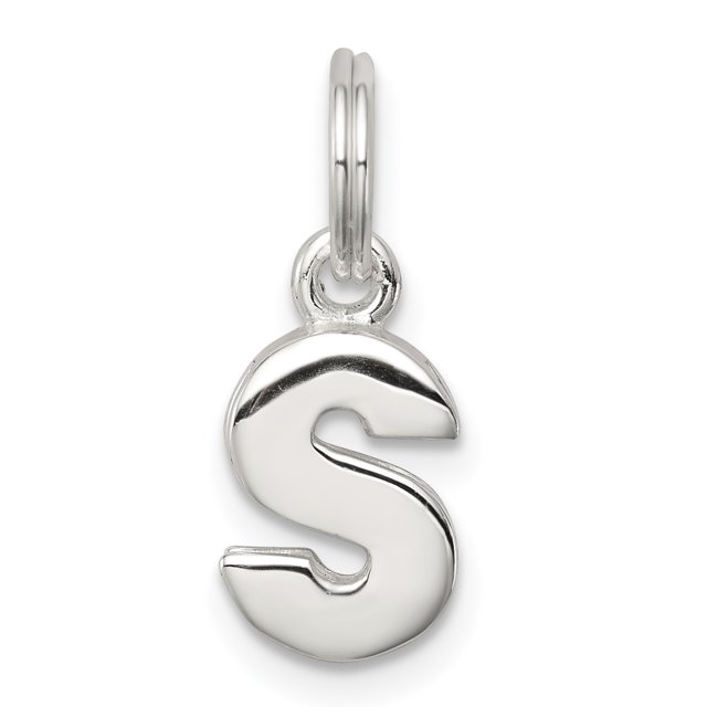 925 Sterling Silver Dainty Letter S Initial Name Monogram Necklace Charm Pendant