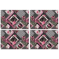 Pioneer Flower Floral Print Pattern Summer Placemats Table Placemats Set Of 4-Linen Kitchen Washable Placemats Table Mats 12x18 Inch Non-Slip Heat Resistant