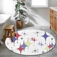 thumbnail image 3 of Round Rug 4Ft Washable Non-Slip, Red Purple Diamond Circle Area Rugs for Living Room Bedroom, Modern Geometric Middle Century Retro Indoor Floor Mats Carpet Runner for Home Decor Aesthetic, 3 of 8