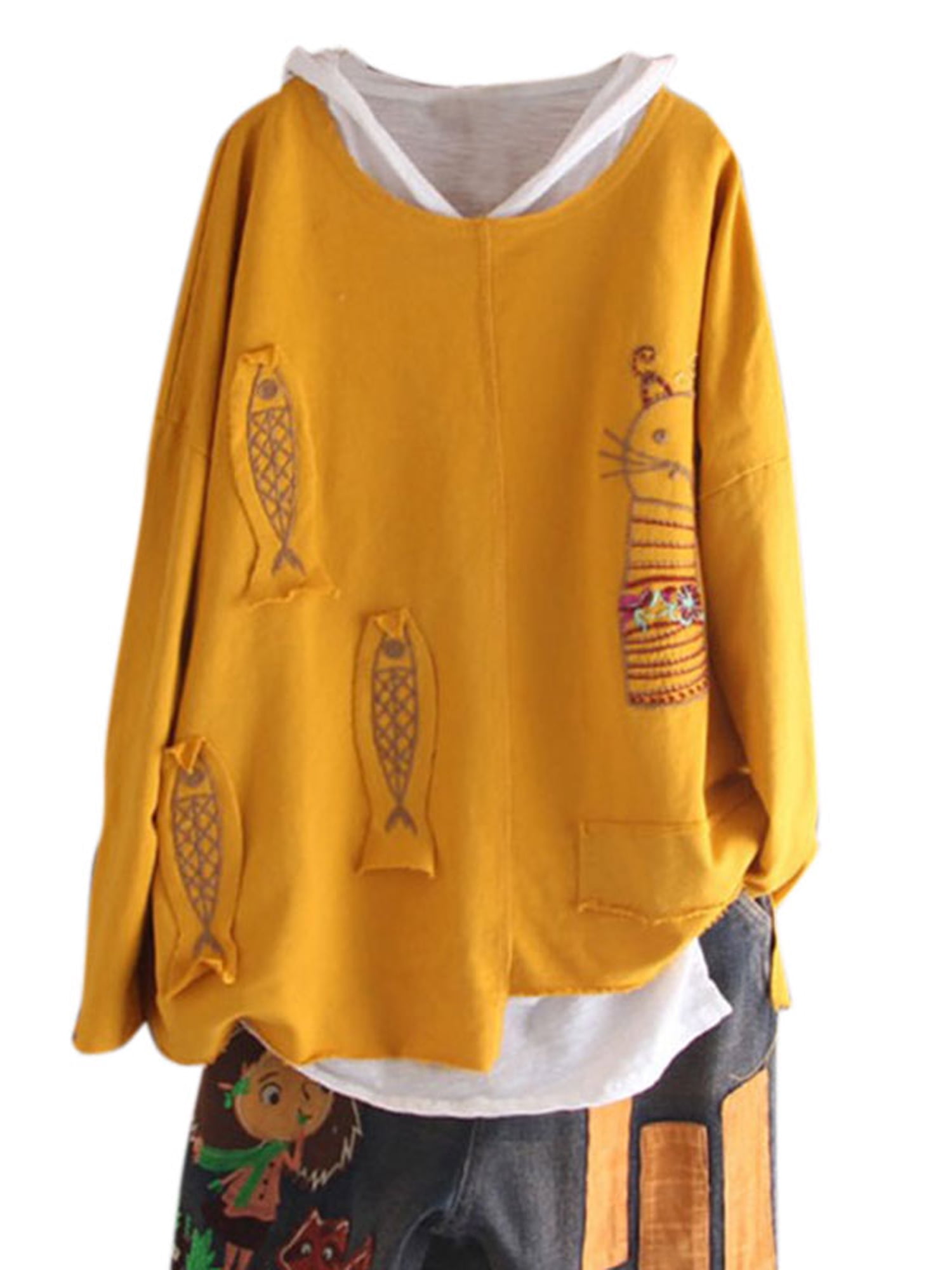 baggy yellow sweatshirt