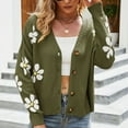 thumbnail image 2 of Baberdicy Cardigan Sweater Women's Sweater 2023 Fall Long Sleeve Casual Print Jumper Knitted Cardigan Loose Preppy Sweater Cardigan Women's Cardigans Green, 2 of 7