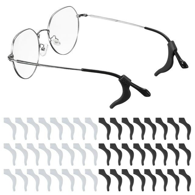 Grapas de silicona para gafas Uxcell, soporte para gafas, ganchos antideslizantes de ancla negro/transparente