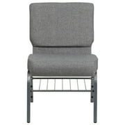 Flash Furniture Hercules Series 21W Upholstered Adult Church Chair with Book Rack, Gray