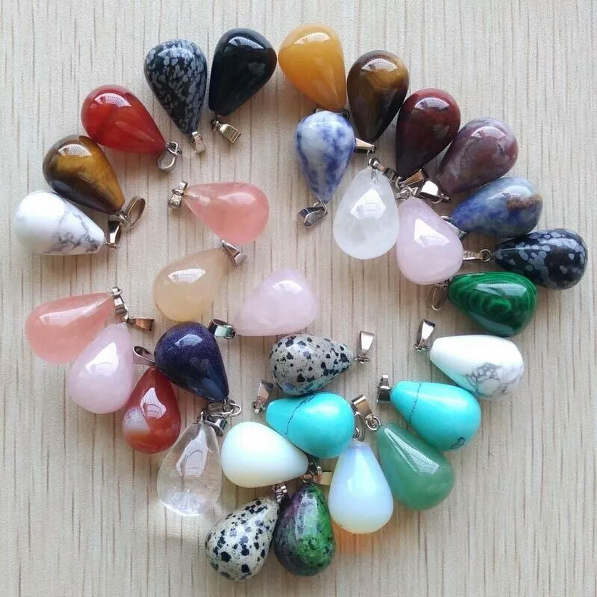 HOOUN Natural Stone 50pcs Mixed Water Drop Shape Pendant Bead Jewelry Making 20X13mm