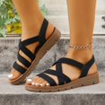 thumbnail image 2 of Flat Sandals for Women 2026 Comfortable Open Toe Wide Width Sandals Elastic Ankle Strap Walking Shoes for Women, 2 of 7