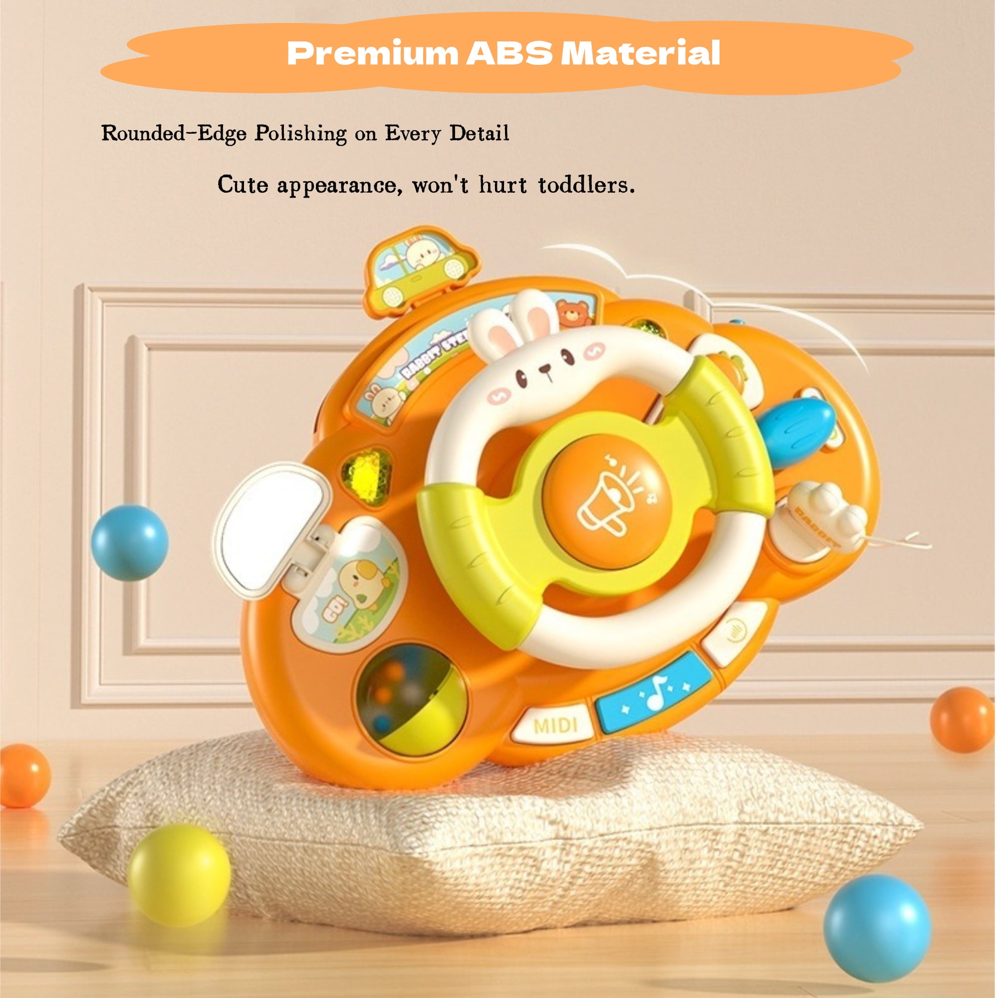 Baby Toys, Baby Activity Station - Turn and Learn Driver with Music & Lights – Sensory Activity Center – Developmental Toys for Babies, Infants – Baby Musical Toys for 6+ Months Boys Girls