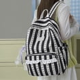 thumbnail image 6 of Women Bow Print Backpack with Multi-Pocket, Lace Trim Large Capacity School Bag for Travel Shopping (Black), 6 of 7