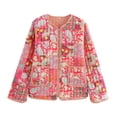 thumbnail image 3 of HH TRAF Otoño Mujer Estampado Empalme Cuello Redondo Chaqueta Algodón Abrigo Un Solo Pecho Manga Larga 3 Colores Cálido Bolsillo Chaqueta Superior Mujer, 3 of 5