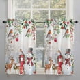 thumbnail image 2 of Christmas Kitchen Curtain 2 Panels Tiers Curtains 45 Inch Length, Snowman Elk Snowflake Xmas Botanical Curtains Rod Pocket Curtains Window Drapes Treatment Window Cafe Curtains, 2 of 5