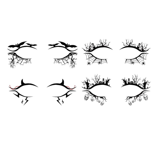 4 pares de pegatinas de sombras de ojos para Halloween, decoración de mascaradas, usos amplios, maquillaje A