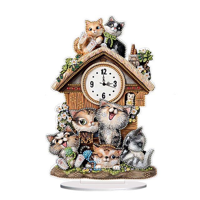 Adornos Reloj Pintura Diamantes Handicraft Acrílico La Sala Estar Flores Especiales