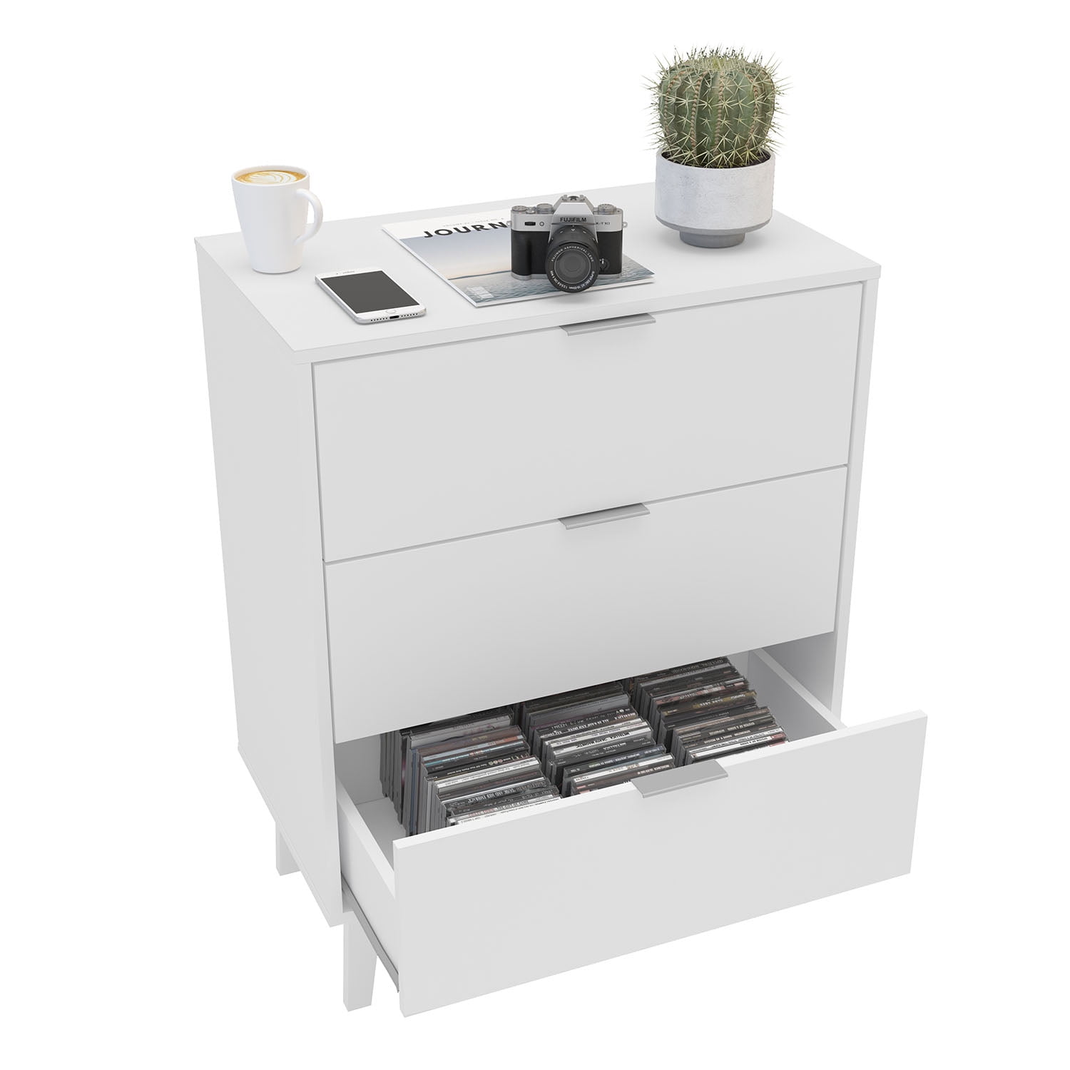 Polifurniture Victoria Modern 3 Drawer Wood Dresser, White