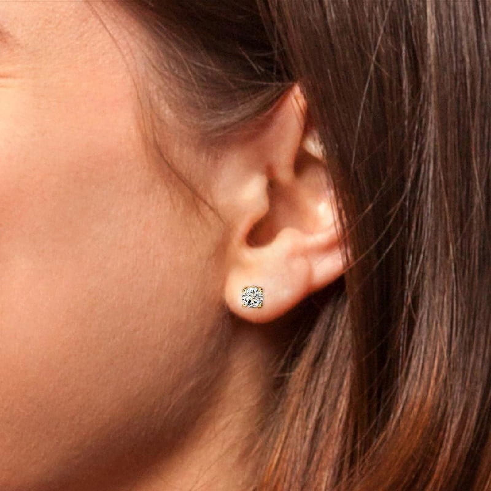 0.50 Carat Stunning Round Cut Lab Created Diamond Stud Earrings for women Solid 14K Yellow Gold Screw Back Studs Earring
