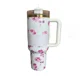 thumbnail image 4 of Taza térmica de viaje con doble pared y asa para automóvil Stanley de 40 oz con diseño de flores frescas 2024, regalo de Navidad, 4 of 4
