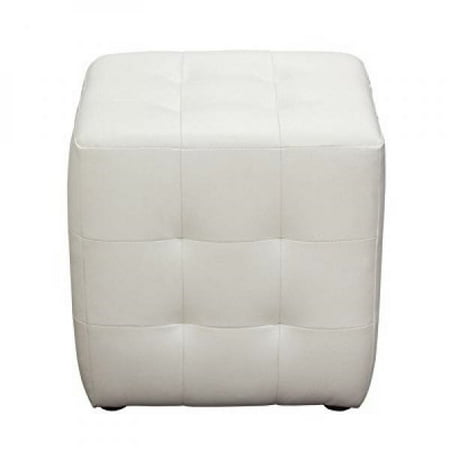 - Diamond Sofa Zen Collection Bonded Leather Tufted Cube Accent Ottoman, White