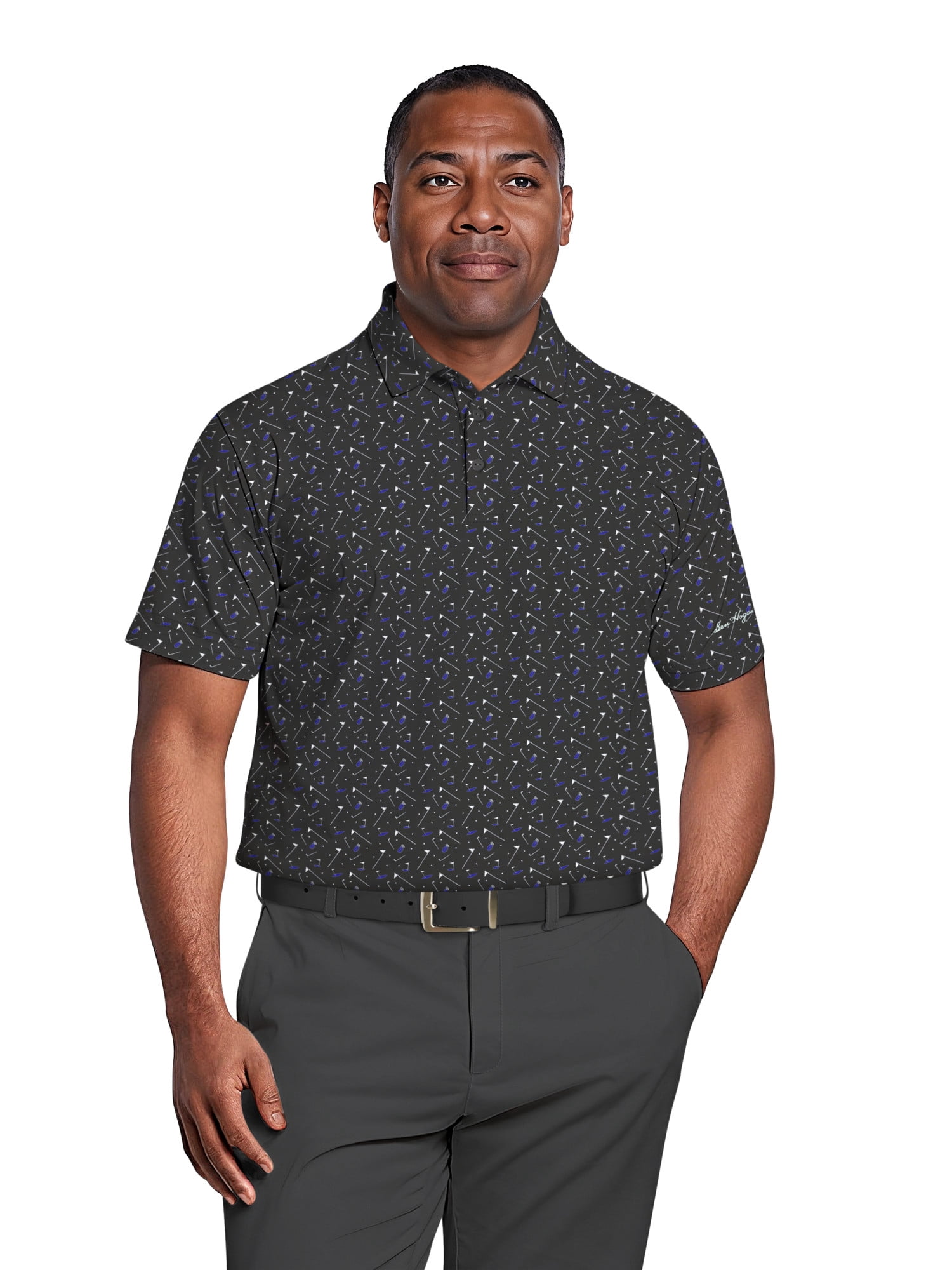 Ben Hogan Men's & Big Men's Performance Golf Themed Short Sleeve Polo Shirt, up to 5XL