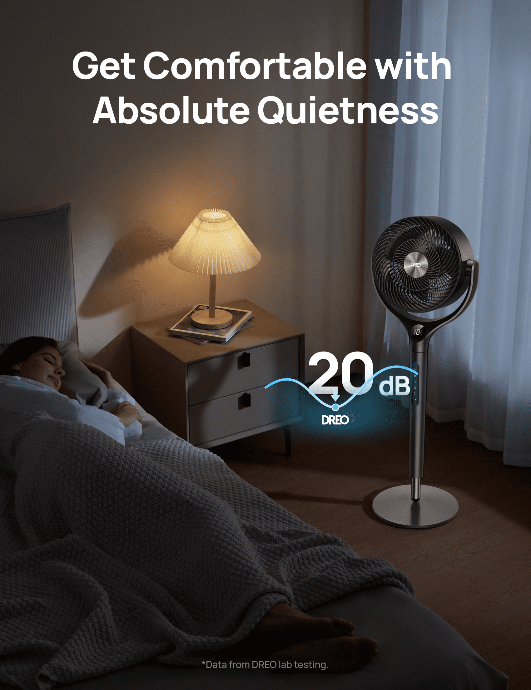 DREO Smart 9-Inch 3D Oscillating Pedestal Fan with Wi-Fi, Alexa/Google Compatible, Adjustable Height, Remote, Grey