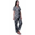 thumbnail image 3 of Moomaya Notch Collar Button Down Printed Cotton Pajama Set For Women Nightwear, 3 of 6