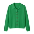 thumbnail image 3 of cocolona Cardigan Sweaters for Women Lapel Casual Long Sleeve Knit Button Blouses Fall Solid Color Lightweight Sweater Coats, 3 of 6