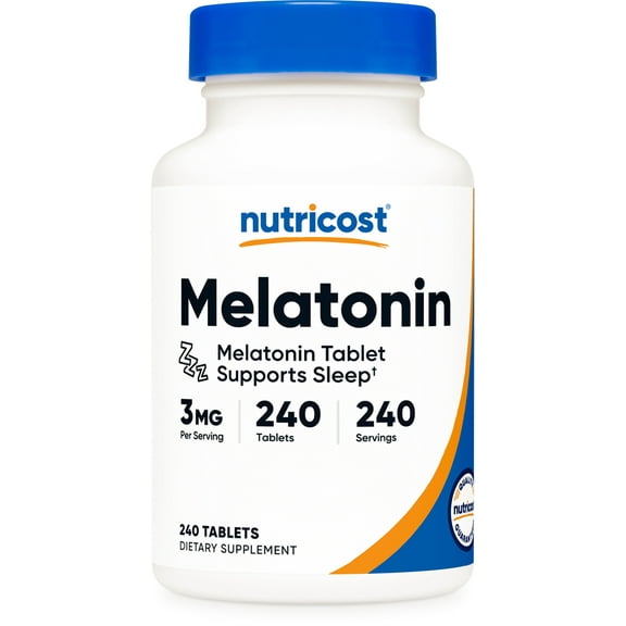 Nutricost Melatonin 3mg, 240 Tablets - 3mg Per Serving, Non-GMO, Gluten Free Supplement