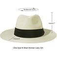 thumbnail image 2 of Sombrero Panamá para Mujer Sombrero de Sol de Verano Sombrero de Paja Sombrero de Playa Anti-UV UPF 50+ Sincero Electrónica, 2 of 5