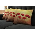 thumbnail image 2 of Ambesonne Floral Throw Pillow Cover 4 Pack, Retro Poppy Flowers, 18", Scarlet Pale Yellow, 2 of 6