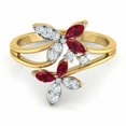 thumbnail image 4 of HeartsAndYou Marquise Natural Ruby Moissanite Butterfly Cocktail Ring 14k SOLID Yellow Gold, 4 of 9