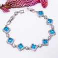 thumbnail image 2 of Blue Topaz, CZ 925 Sterling Silver Adjustable Tennis Bracelet 7-8" B141130, Blue Topaz Bracelet, Blue Bracelet, Square Bracelet, 2 of 6