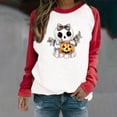 thumbnail image 2 of Sentmoon T-Shirts d'Halloween pour Femmes Grande Taille à Manches Longues à Col Rond Chandails d'Halloween pour Femmes Amples avec Imprimé Vêtements pour Femmes Respirants Automne et Hiver Rouge P, 2 of 8