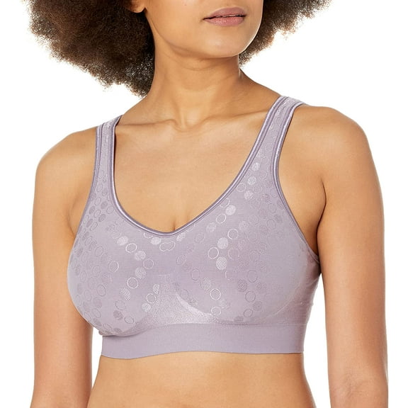 Women's Bali 3488 Comfort Revolution Shaping Wirefree Bra (Perfectly Purple Dot XL)