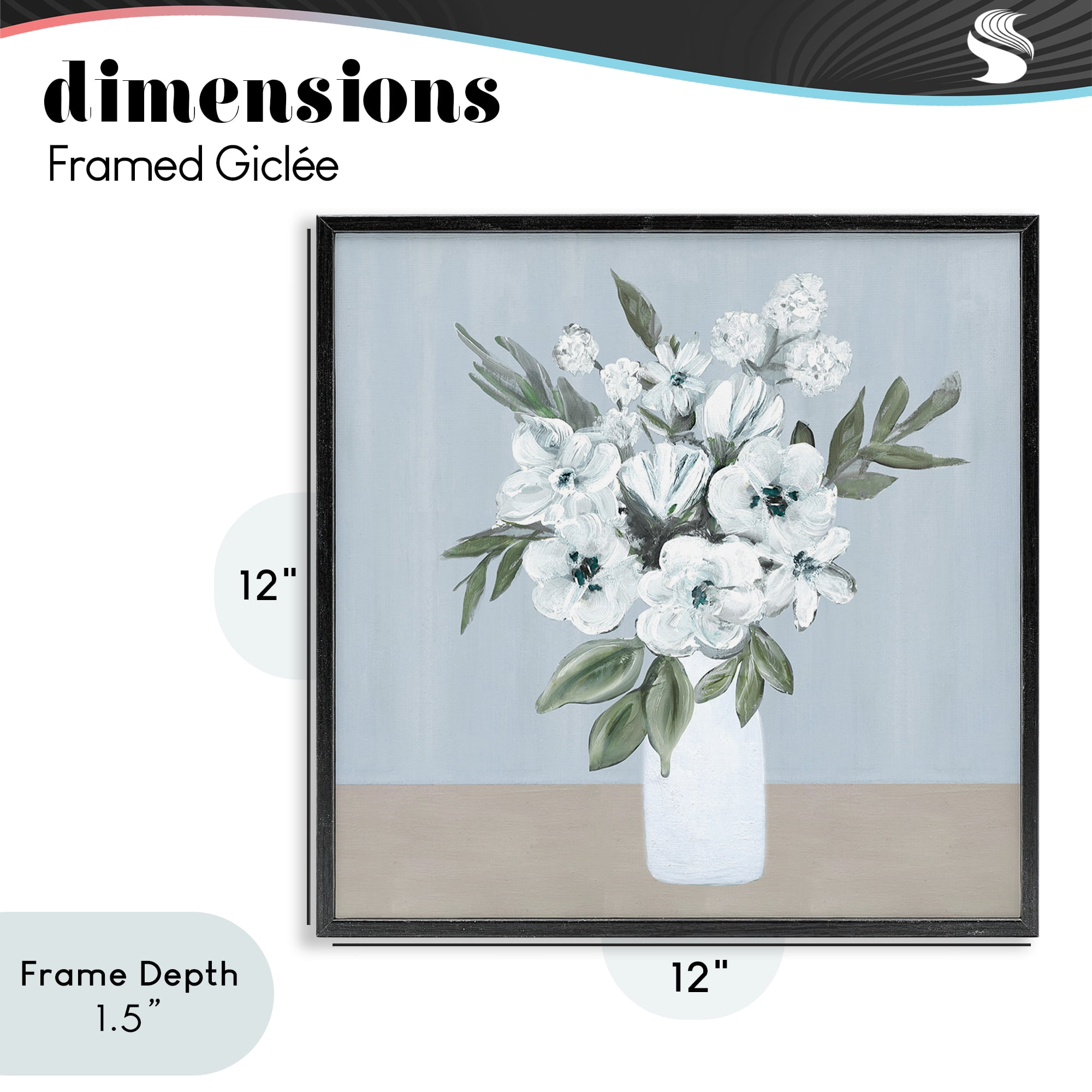 Stupell Industries Cerulean & White Blooms Black Framed Giclee Art, design by Marilyn Dunlap