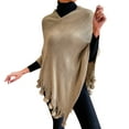 thumbnail image 2 of Bramtres Shawl Wraps for Women,Ponchos Womens Solid Color Frayed Pullover Fringed Shawl Sweater Cape Fashion Coat Women's Scarves & Wraps Khaki S, 2 of 7