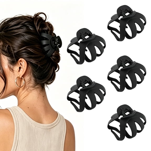 Jumbo Octopus Hair Clips - 3.15" Matte Black Claw Clips for Long, Thick Hair (Pack of 5)