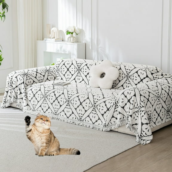 Eurhowing Stretchable Sofa Cover for 3-Cushion Couches, Reversible Non-Slip L-Shaped Sectional Slipcover, Washable Furniture Protector for Pets & Kids, 71"×102", Black