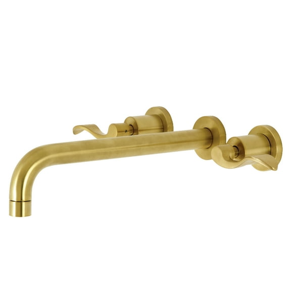 Kingston Brass KS8057DFL NuWave Two-Handle 3-Hole Wall Mount Roman Tub Faucet in Brushed Brass