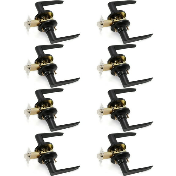 Lara Door Lever Black Passage Door Handle 8 Pack by Villar Home Designs