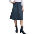 thumbnail image 1 of Falda midi A-line de ante sintético elástico para mujer INSPIRE CHIC con bolsillos y cinturón M azul oscuro, 1 of 6