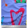 thumbnail image 1 of Soimoi Blue Poly Georgette Fabric Guitar & Xylophone Musical Instrument Printed Fabric 1 Yard 52 Inch Wide, 1 of 3
