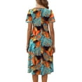 thumbnail image 4 of Fantaslook Summer Dresses for Women Casual Short Sleeve Pleated Dress Flowy Floral Dress with Pockets Flare Midi Sundress, 4 of 9