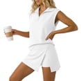 thumbnail image 3 of Shorts Sets for Women 2 Piece Matching Sets Fashion Sleeveless Zipper Romper Jumpsuit Outfit Summer Outfits for Women Casual Summer Streetwear, 3 of 9