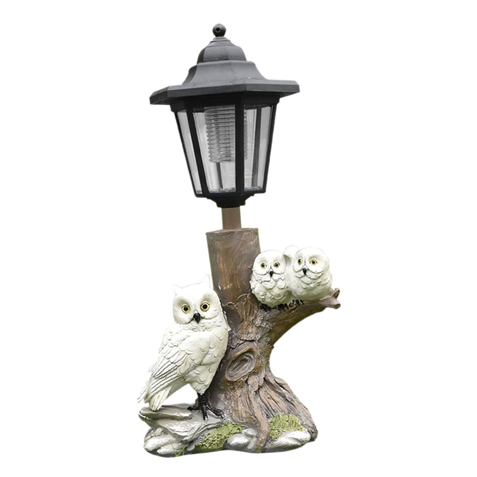 Fzaqwen Owl Figurine Collectible Gift Outdoor Yard Art Solar Lantern Solar Garden Statue