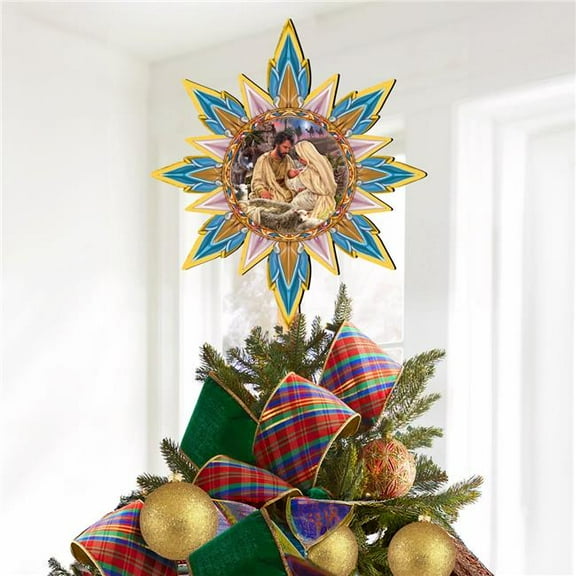 G. Debrekht 89502-DG Classic Nativity Star Tree Topper Wooden Decor by D. Gelsinger - Nativity Holiday Decor
