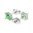 thumbnail image 2 of 14K Solid Gold Push Back Stud Earrings for Women | 1.5 cttw Princess Cut Simulated Green Diamond | White Gold, 2 of 5