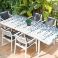 thumbnail image 2 of Eucalyptus Leaves Table Cloths for 8 Foot Rectangle Tables, Light Blue Summer Botanical Weeping Patio Waterproof Elastic Fitted Tablecloths, Washable Rectangular Table Cover for Camping, 2 of 8