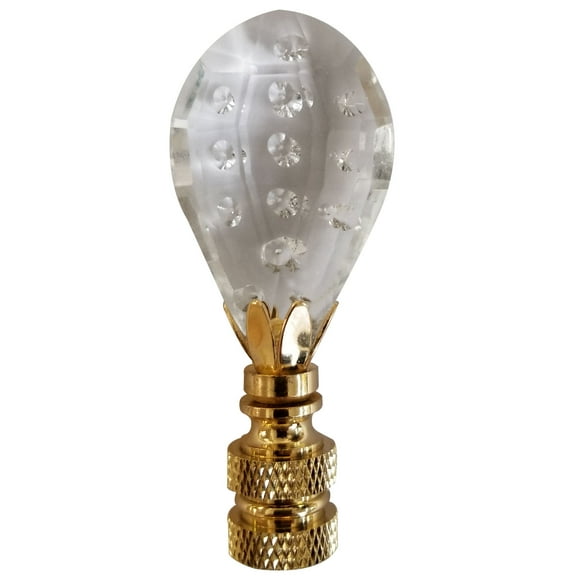 Royal Designs, Inc. Balloon Shaped with Dot Design Lamp Finial, F-2021-PB-1, Polished Brass, Single
